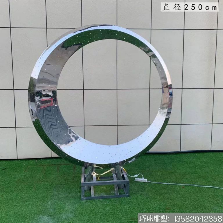 不銹鋼半圓月亮雕塑 景觀燈光月亮雕塑6